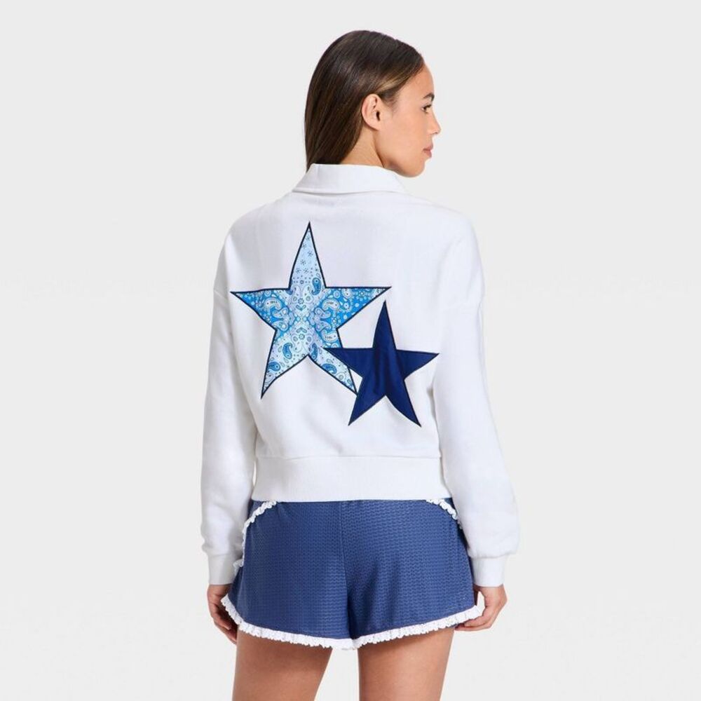 Women's Americana 1/2 Zip Sweatshirt - JoyLab White XXL - Picture 2 of 3